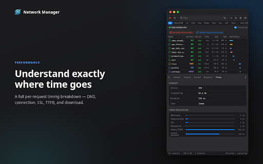 Network Manager :: An enhanced Network tab: inspects, replays, and tampers with the active tab's HTTP traffic.