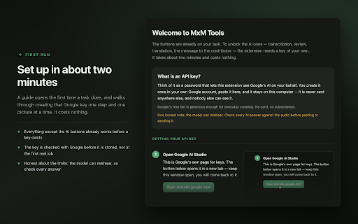 MxM Tools :: Unofficial helper for Musixmatch curators: editing shortcuts, AI transcription, review, lyrics comparison and quality reports.