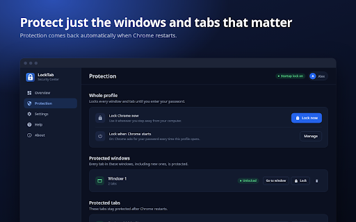 LockTab — Password Lock for Your Browser :: Password-protect your Chrome profile, windows and tabs. Lock on startup or auto-lock when idle. Private, local, no accounts.