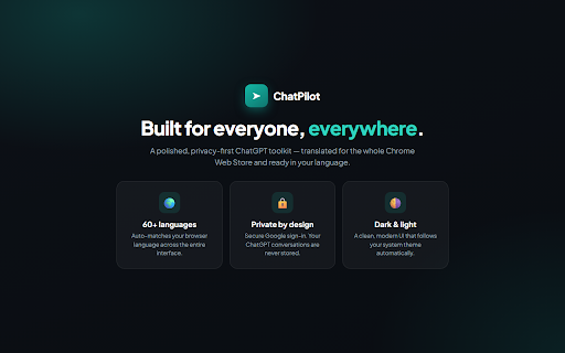 ChatPilot – ChatGPT Bulk Delete, Archive & Timestamps :: Bulk delete & archive ChatGPT chats, add message timestamps and navigate conversations fast. Clean up ChatGPT in one click.