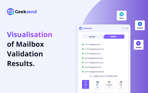 Geeksend - Email Verifier :: One-click verification, supporting email address verification on any webpage.