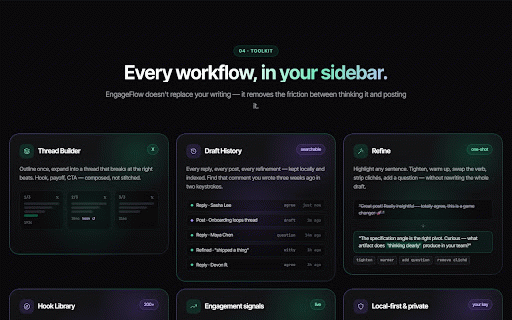 EngageFlow AI — LinkedIn & X Growth Co-pilot :: AI reply suggestions, feed scoring, and post drafting in your voice for LinkedIn and X.