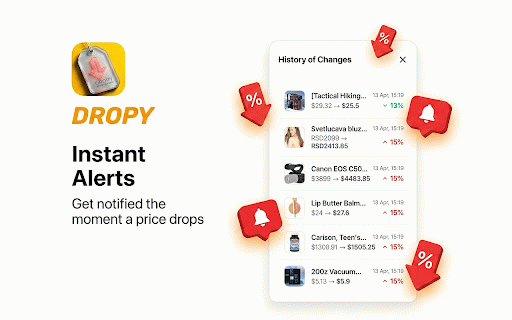 Dropy – Price Tracker & Price Drop Alerts :: Track prices on any website. Instant drop alerts, price history charts & cloud sync. Works on Amazon, eBay, AliExpress & more.