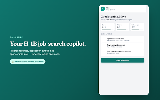 AgentHire – AI Resume Tailor :: Zero-fabrication AI resume tailor + autofill for job seekers. Fills applications on every major ATS. Never auto-submits.