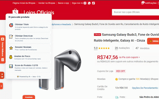 ShBusca :: Métricas de vendas da Shopee direto na busca: data de criação, vendas em 30 dias, médias e calculadora de lucro.