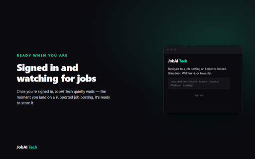 JobAI Tech :: Score any job posting against your resume and save it for later — instantly.