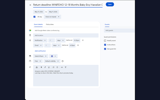 ReturnRadar :: Track return deadlines for your Amazon orders. Never miss a return window again.