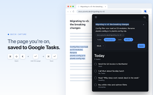 Google Tasks in your browser — KiteTasks :: Google Tasks in your browser: today's tasks at a click, every list in a sidebar, and one-keystroke capture from any page.