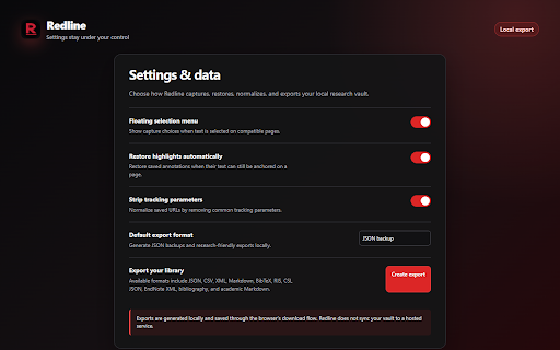 Redline :: Annotate the web. Keep the evidence. Local annotations for serious reading.