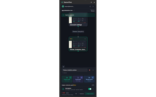 DemoVine :: Record clickable, interactive demos of any web app. Capture scenes as you click, arrange them into flows, and share with a link.