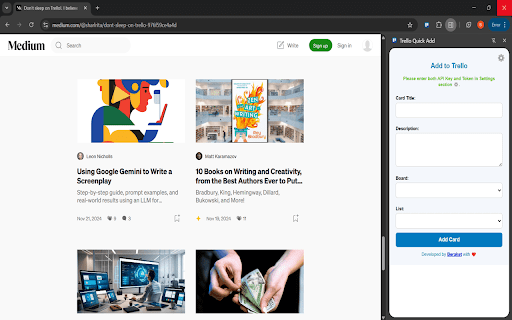 Trello Quick Add :: Easily add tasks to your Trello boards from your browser with a simple and quick interface.