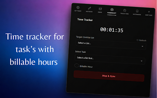 Save in ClickUp-Email,Screenshot,Task,Time,Schedule,Tags,Assignee,Capacity :: Save to ClickUp tasks, screenshots,email,tracks time,schedule task, do capacity planning.