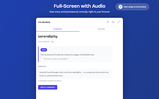 Voca-Voca: English Vocabulary Builder, Dictionary & Flashcards :: Grow your English vocabulary as you read. Highlight any word for instant definitions, pronunciation, and spaced-repetition review.