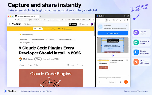 DinSide :: Bring browser context into ChatGPT, Gemini, Google AI Mode, Claude, and more—without copy-paste.