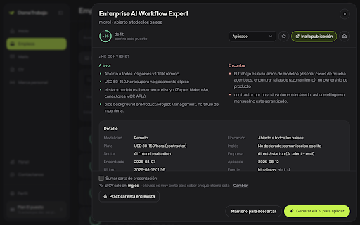 DameTrabajo :: Guarda avisos de LinkedIn y de los portales de empleo, completa el formulario con tus datos y sigue cada postulación.