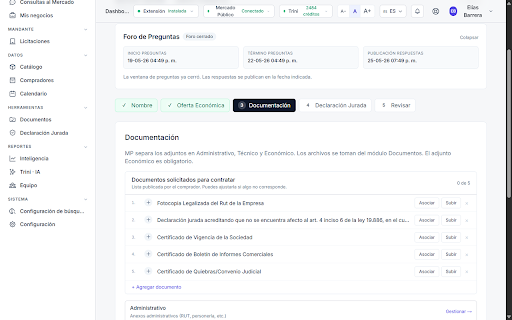 LicitaFlow :: Postula a Compra Ágil y Licitaciones LE de Mercado Público desde tu dashboard LicitaFlow
