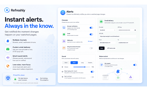 Refreshly — Free Auto Refresh & Page Monitor :: Auto-refresh & monitor any page for keywords, changes & stock. Get instant alerts. Schedule refresh. FREE , NO SIGNUP.