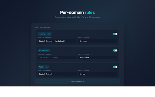 DownloadRenamer :: Auto-rename downloaded files using date + page title (or hostname). No data collected.
