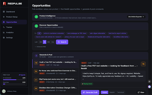 RedPulser :: Track your Reddit comment performance — Karma, upvotes, and replies