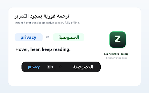 Z Translator :: Hover any word to see its translation. Fully offline. EN ↔ AR.