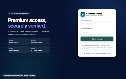Scopetpt TPT Extractor :: TPT product research for POD Network members with in-page insights, smart filters, multi-page search, and estimates.