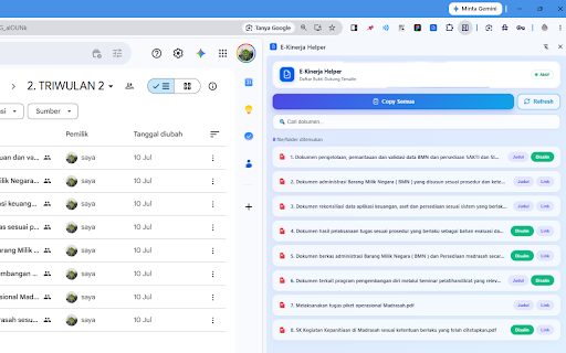E-Kinerja Helper :: Asisten produktivitas ASN — Ekstrak & kelola data E-Kinerja, duplikasi SKP, dan manajemen bukti dukung Google Drive dalam satu klik.