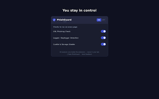 PhishGuard - Anti-Phishing Protection :: AI-powered phishing detection: URL analysis, keylogger detection, and cookie stealer detection.