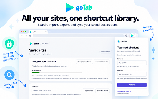 goTab :: Navigate to URLs using custom keywords