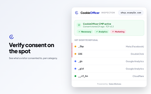 Cookie Inspector by CookieOfficer :: 🍪 Check, edit and clear every cookie on any site - instantly classified by category, purpose and vendor. No login, no tracking.
