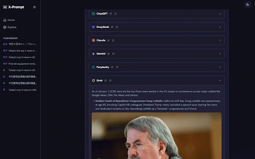 XPrompt - Multi-AI Prompt Runner: ChatGPT, Gemini, Claude, Grok :: Multi-LLM prompt runner without API keys. Send one prompt to ChatGPT, Gemini, Claude, Grok etc.
