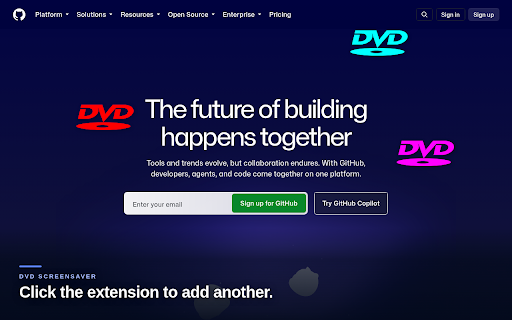 DVD Screensaver - Bouncing Logo :: Add a classic bouncing DVD logo to any webpage in one click. Customize size and speed, add multiple logos, and enable collisions.
