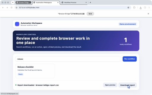 Browser Bridge :: Connects Chromium-family browsers to local automation tools through Native Messaging and the Chrome DevTools Protocol.