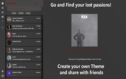 Whatsapp Web Designer :: Customize WhatsApp Web with themes, backgrounds, and stylish chats for a fresh look while messaging.