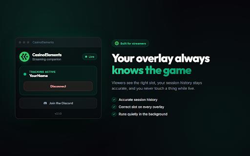 CasinoElements :: Automatically detects the game you are playing and keeps your CasinoElements dashboard and stream overlays in sync.