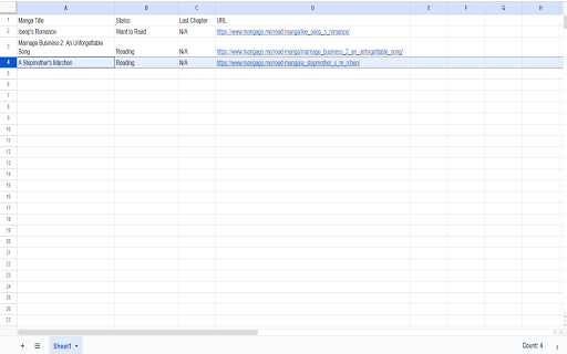 Mangago Reading List Tracker :: Automatically sync your Mangago reading lists to Google Sheets