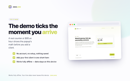 Billable · Time Tracker & Invoices :: Track billable hours per client and watch earnings tick up live. CSV timesheets, PDF invoices. No account.
