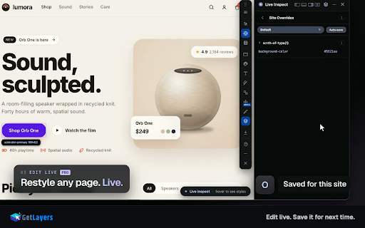 GetLayers :: Inspect & copy CSS, Tailwind, colors, fonts, assets from any element. Design tool for developers & designers.
