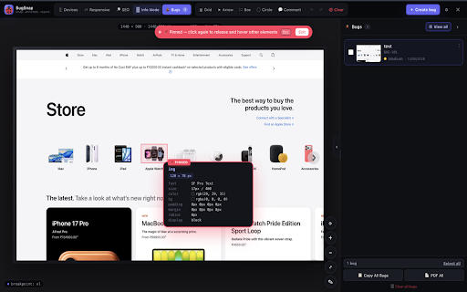 BugTest: Visual Bug Reporter, Screenshot & Web QA :: Bug reporter for web QA: screenshot, annotate, capture console + network errors, and export to Jira, GitHub, Linear or PDF.