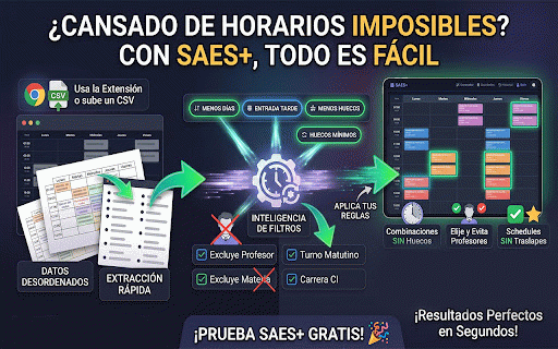 SAES+ (Generador de Horarios) :: Genera combinaciones de horarios sin conflictos desde el SAES IPN. Selecciona materias y encuentra tu horario ideal.