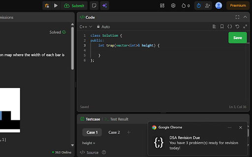 DSA Reviser - Spaced Repetition for LeetCode :: Never forget Data Structures & Algorithms with spaced repetition. Save LeetCode problems and revise based on your custom preference.