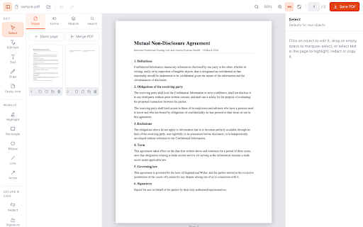 PDF Editor for Chrome: annotate, redact, sign :: Edit PDFs in the browser: text, drawing, highlights, true redaction, signatures and AcroForm fields. Nothing is uploaded.