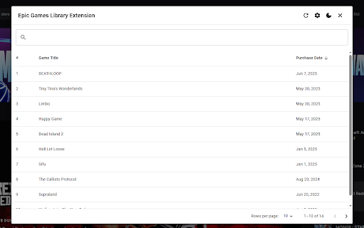 Epic Games Library Extension :: Show library of owned games in Epic Games Store.