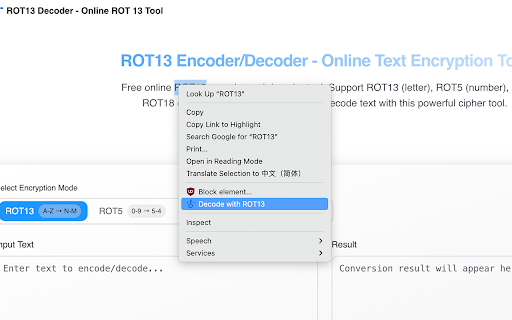 ROT13 Decoder :: Instantly encode/decode text using ROT13, ROT5, or ROT18.