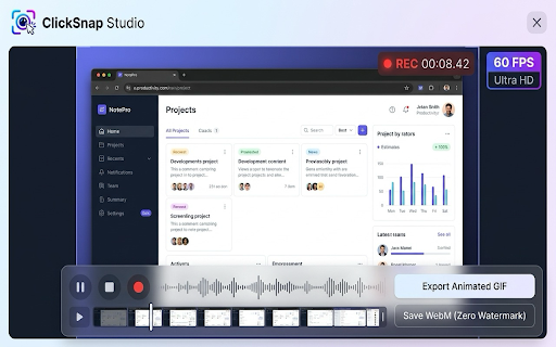 ClickSnap - Full-Page Screenshot & Annotation Studio :: Capture visible screen, full webpage, or custom area with professional stitching, annotations, blur, framing, and instant export.