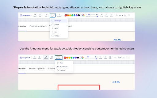 SnapShot: Full Page Capture & Editor :: Capture full webpages, record screen, annotate and export to PNG, JPG, PDF or WebM.