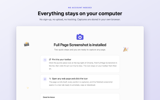 Full Page Screenshot :: Take a full page screenshot of any website in one click. Scrolling capture, annotate, then save as PNG, JPEG or PDF. No sign-up.