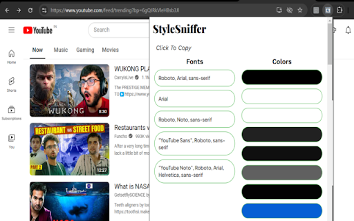 StyleSniffer :: A Chrome extension to extract font families and colors used in the current website.