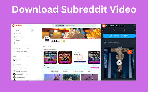 Reddit Video Downloader - Download from Posts, Profiles & Subreddits :: Save Reddit Videos - Bulk download videos from Reddit posts, user profiles, and entire subreddits.