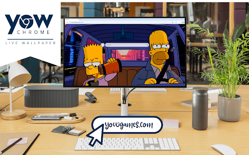 Simpsons Chill Drive Live Wallpaper :: Homer drives while Bart pours a drink into his glass, cruising in the car together.