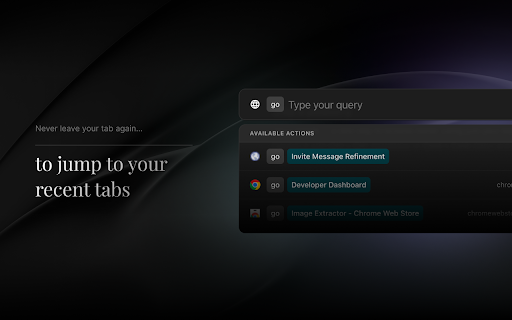 CommandX - One bar for shortcuts, search & tools :: A Command bar for Chrome: double-tap Cmd or Ctrl, to search, run shortcuts, convert units, and more, without leaving the page.